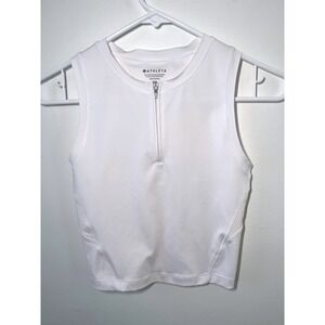 Athleta White Half Zip Sleeveless Athletic‎ Crop Top XXS Activewear